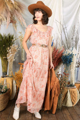 Hello Darlin’ Pink Floral Ruffle Maxi Dress - Dresses