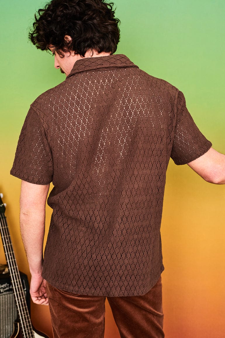 Helter Skelter Brown Lace Shirt - Mens