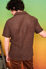Helter Skelter Brown Lace Shirt - Mens