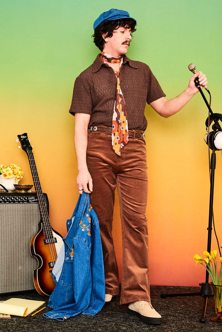 Helter Skelter Brown Lace Shirt - Mens