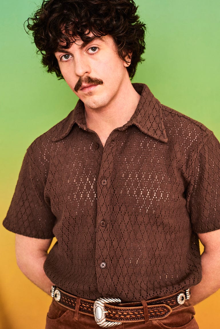 Helter Skelter Brown Lace Shirt - Mens