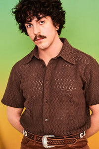 Helter Skelter Brown Lace Shirt - Mens
