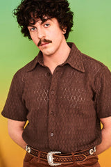 Helter Skelter Brown Lace Shirt - Mens