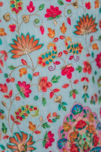 'Her Majesty' Blue Rainbow Velvet Embroidered Gown - SSA066 (UKS) -