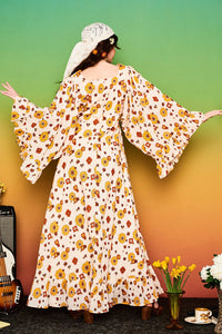 Here Comes The Sun Flared Sleeve Maxi Dress - Dresses