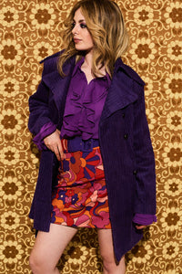 Here She Comes Psychedelic Cloud Belted Mini Skirt - Skirts