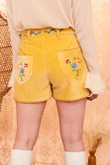 Hollywood Gold Embroidered Velvet Shorts - SSA076 (UK6) -
