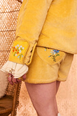 Hollywood Gold Embroidered Velvet Shorts - SSA076 (UK6) -