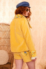 Hollywood Gold Embroidered Velvet Shorts - SSA076 (UK6) -