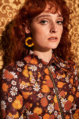 Joni Brown Floral Zip Body - Blouses & Tops