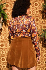 Joni Brown Floral Zip Body - Blouses & Tops