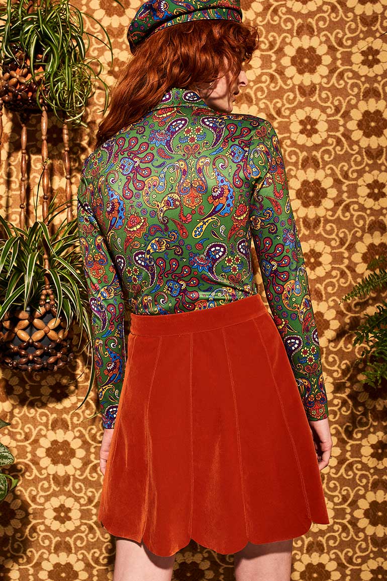 Joni Green Paisley Zip Body - Blouses & Tops