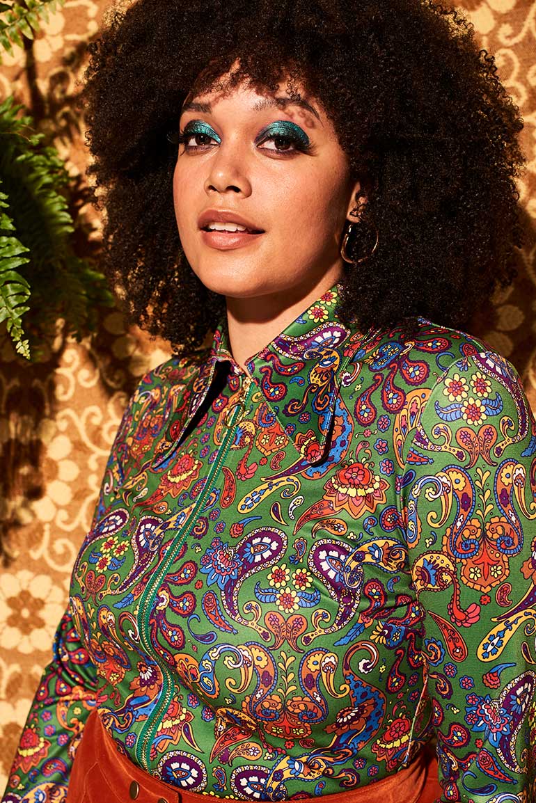 Joni Green Paisley Zip Body - Blouses & Tops