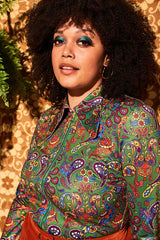 Joni Green Paisley Zip Body - Blouses & Tops