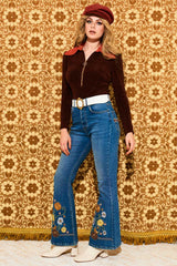 LA Woman Brown Towelling Zip Body - Blouses & Tops