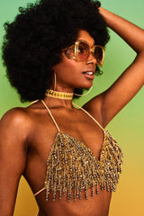 Lady Madonna Gold Sequin Bralet - Blouses & Tops