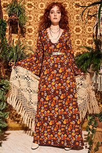 Lady Of The Canyon Brown Floral Maxi Dress - Dresses