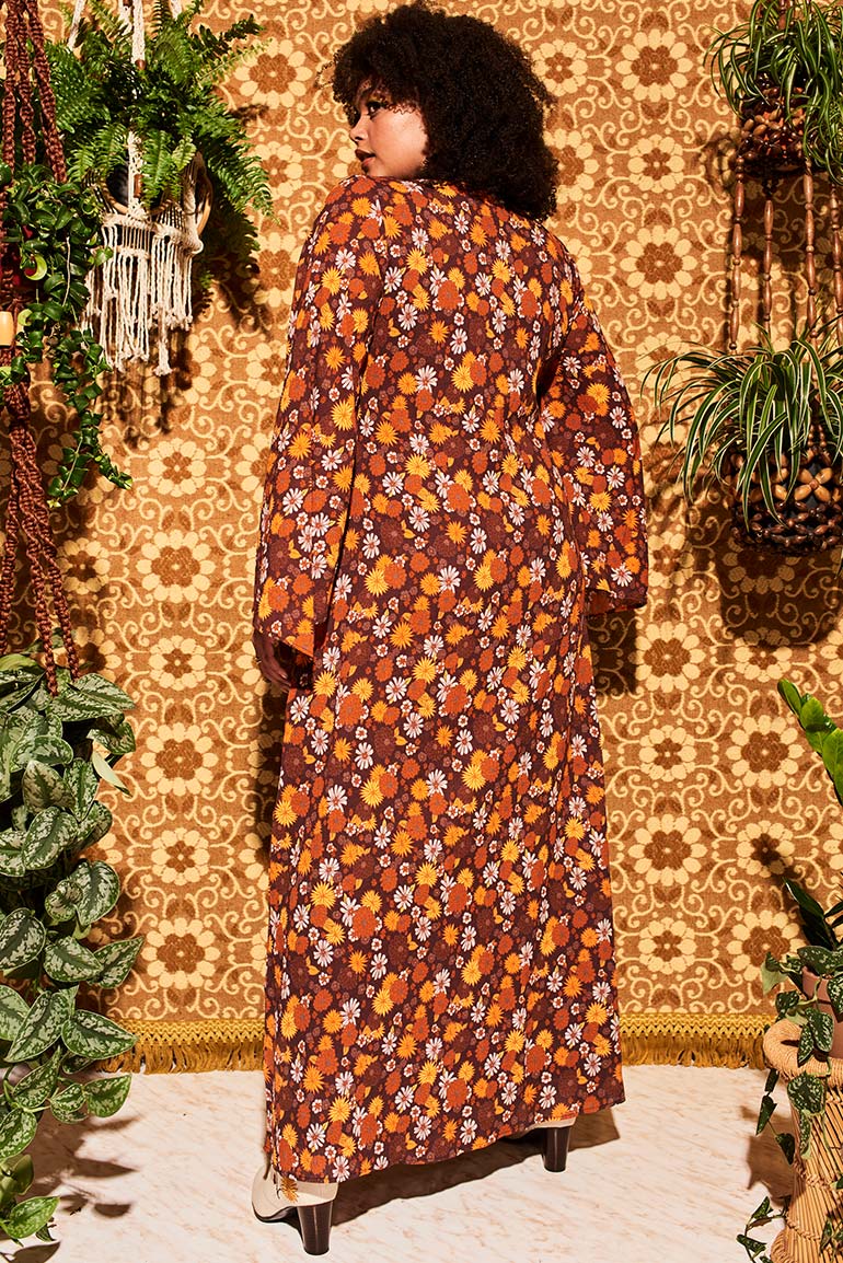 Lady Of The Canyon Brown Floral Maxi Dress - Dresses