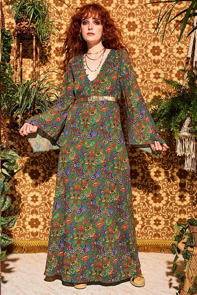 Lady Of The Canyon Green Paisley Maxi Dress – The Hippie Shake