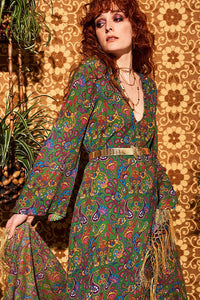 Lady Of The Canyon Green Paisley Maxi Dress - Dresses