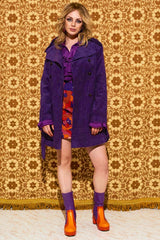 Layla Purple Striped Corduroy Double Breasted Coat - Jackets & Coats