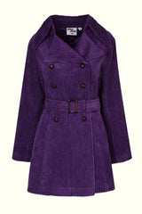 Layla Purple Striped Corduroy Double Breasted Coat - Jackets & Coats