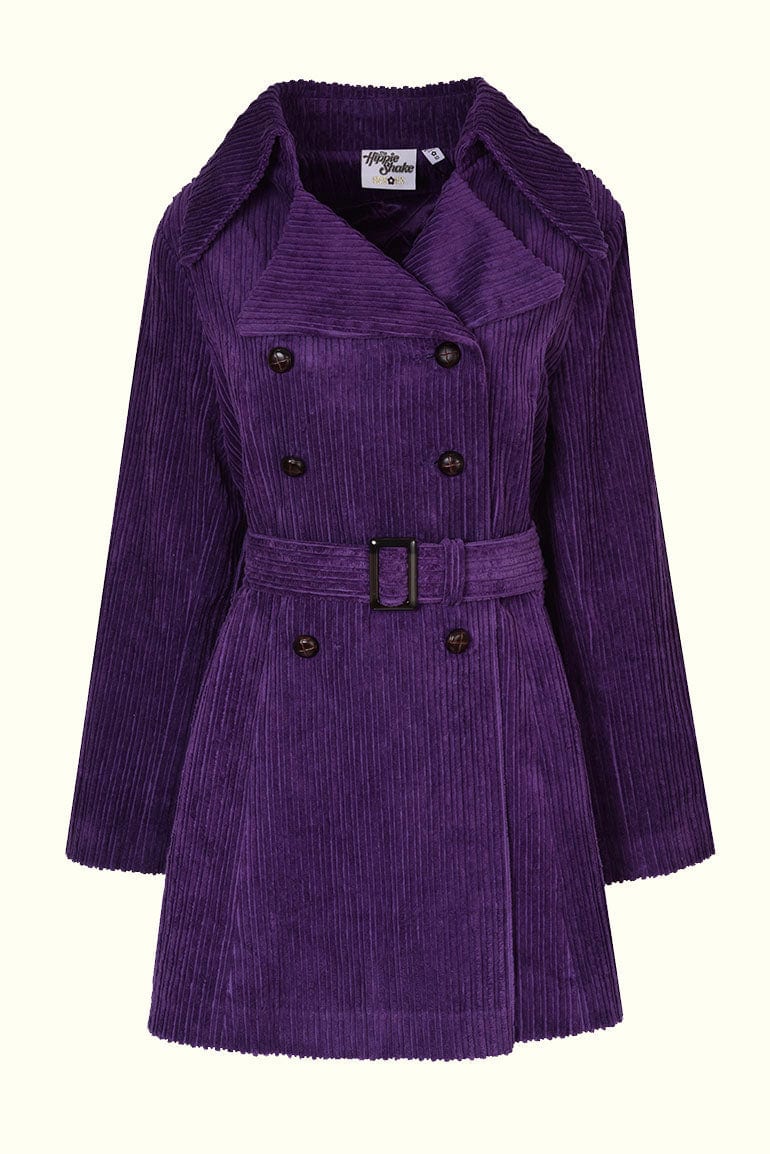 Layla Purple Striped Corduroy Double Breasted Coat - SSA091 (UK20) -