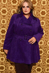 Layla Purple Striped Corduroy Double Breasted Coat - SSA091 (UK20) -