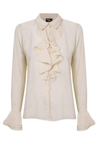 Let The Good Times Roll Cream Ruffle Blouse - Blouses & Tops