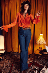 Let The Good Times Roll Orange Ruffle Blouse - Blouses & Tops