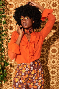 Let The Good Times Roll Orange Ruffle Blouse - Blouses & Tops