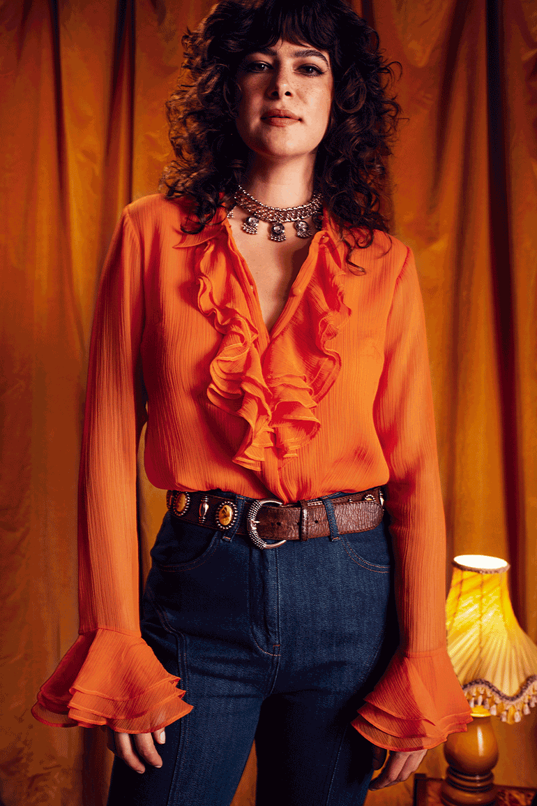 Let The Good Times Roll Orange Ruffle Blouse - Blouses & Tops