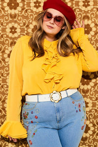 Let The Good Times Roll Yellow Ruffle Blouse - Blouses & Tops