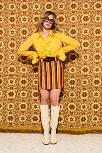Let The Good Times Roll Yellow Ruffle Blouse - Blouses & Tops