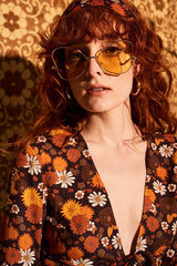 Little Sadie Brown Floral Skinny Scarf - Scarves