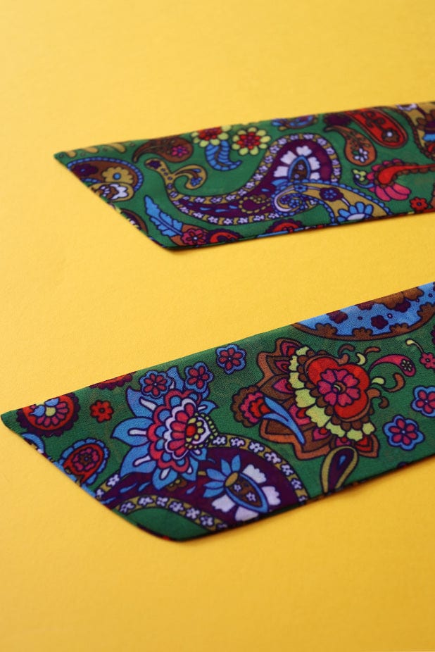 Little Sadie Green Paisley Skinny Scarf - Scarves