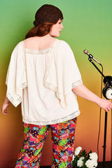 Lucille Cream Hanky Hem Top - Blouses & Tops