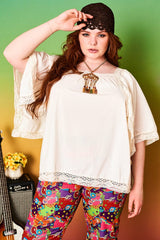Lucille Cream Hanky Hem Top - Blouses & Tops