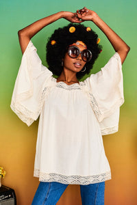 Lucille Cream Hanky Hem Top - Blouses & Tops