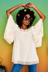 Lucille Cream Hanky Hem Top - Blouses & Tops