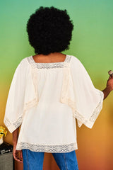 Lucille Cream Hanky Hem Top - Blouses & Tops