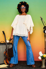 Lucille Cream Hanky Hem Top - Blouses & Tops