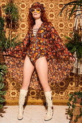 Lucy In The Sky Brown Floral Body - Blouses & Tops