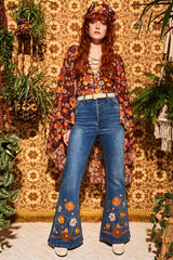Lucy In The Sky Brown Floral Body - Blouses & Tops