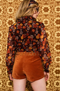 Mama Roux Orange Velvet O Ring Hot Pants - Shorts