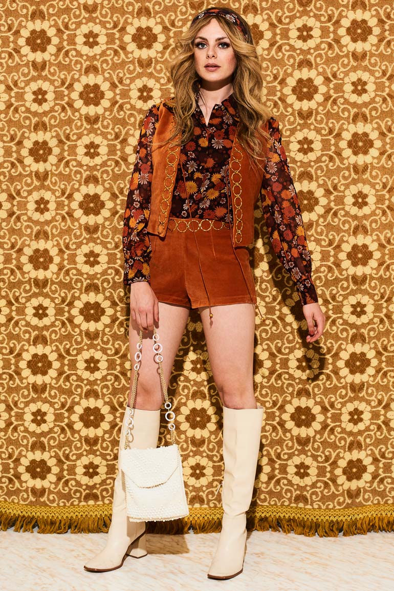 Mama Roux Orange Velvet O Ring Waistcoat - Waistcoats