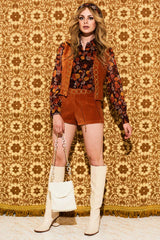 Mama Roux Orange Velvet O Ring Waistcoat - Waistcoats