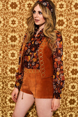 Mama Roux Orange Velvet O Ring Waistcoat - Waistcoats