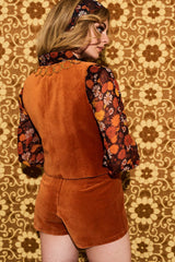 Mama Roux Orange Velvet O Ring Waistcoat - Waistcoats