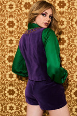 Mama Roux Purple Velvet O Ring Waistcoat - Waistcoats